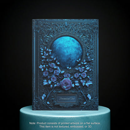Blue Moon Gothic Roses Journal - Celestial Floral Notebook with Optional Personalized Text