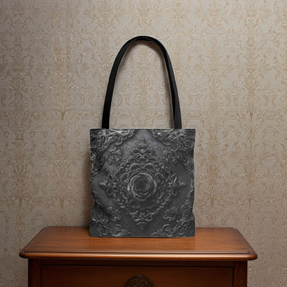 Gothic Black Rose Tote Bag - Ornate Baroque Dark Aesthetic
