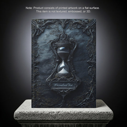 Gothic Hourglass Journal - Dark Timekeeper Notebook with Optional Personalized Text