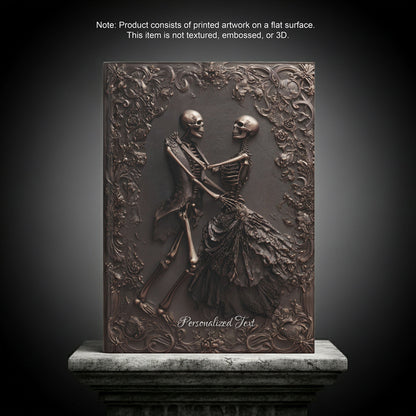 Eternal Dance of Bones Journal - Gothic Skeleton Couple Notebook with Optional Personalized Text