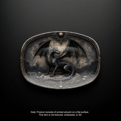 Black Dragon Fantasy Platter – Gothic Dragon Tray with Optional Personalized Text