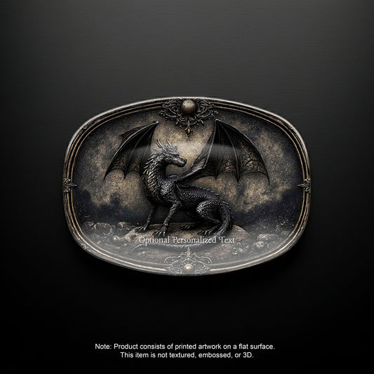 Black Dragon Fantasy Platter – Gothic Dragon Tray with Optional Personalized Text