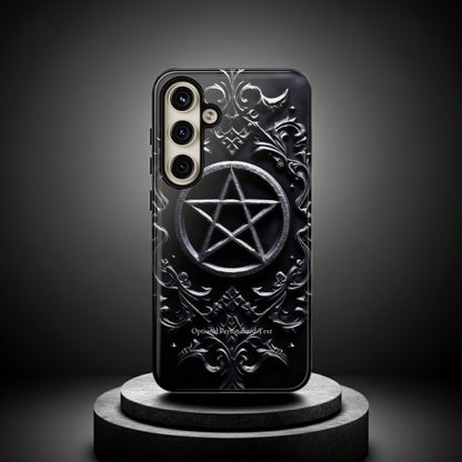 Gothic Pentagram Phone Case – Occult Symbol Design with Optional Personalized Text (MATTE VERSION)