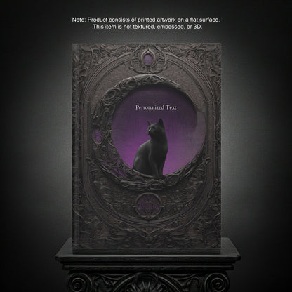 Gothic Black Cat Journal – Dark Fantasy Moon Notebook with Optional Personalized Text