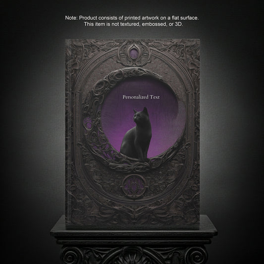 Gothic Black Cat Journal – Dark Fantasy Moon Notebook with Optional Personalized Text