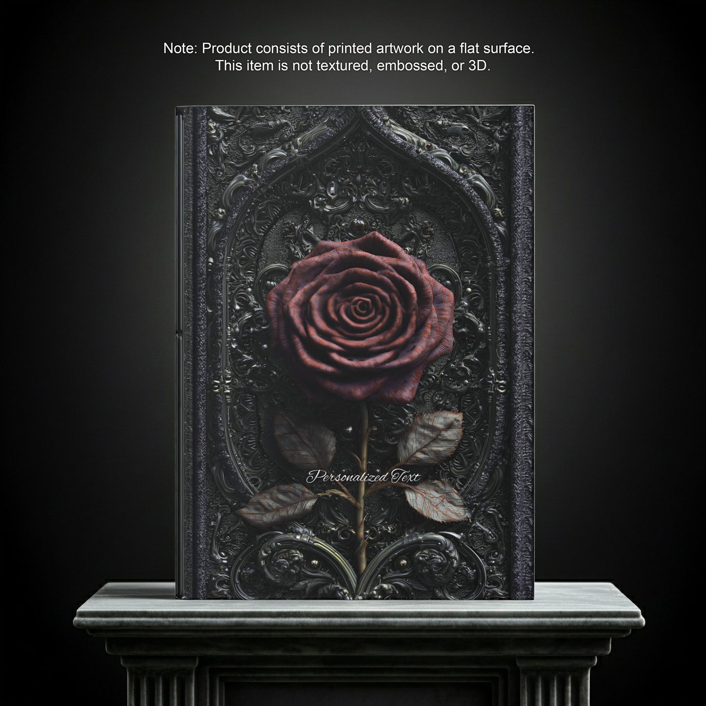 Gothic Red Rose Journal – Dark Romantic Floral Notebook with Optional Personalized Text