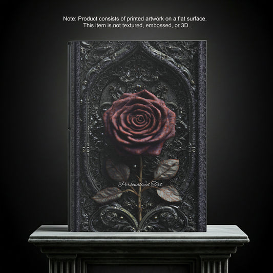 Gothic Red Rose Journal – Dark Romantic Floral Notebook with Optional Personalized Text