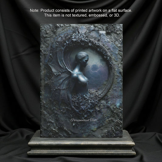 Dark Fairy Moon Journal – Gothic Celestial Fantasy Notebook with Optional Personalized Text