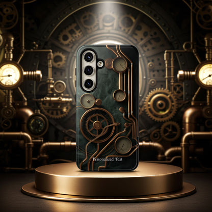 Steampunk Gear Phone Case – Vintage Clockwork Industrial Design with Optional Personalized Text
