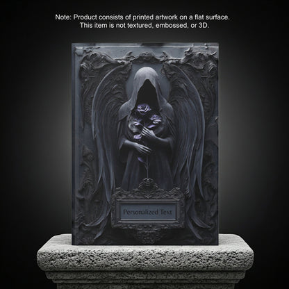 Gothic Dark Angel Journal – Grim Reaper Aesthetic Notebook with Black Wings & Optional Personalized Text
