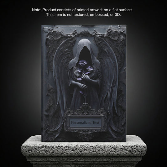 Gothic Dark Angel Journal – Grim Reaper Aesthetic Notebook with Black Wings & Optional Personalized Text