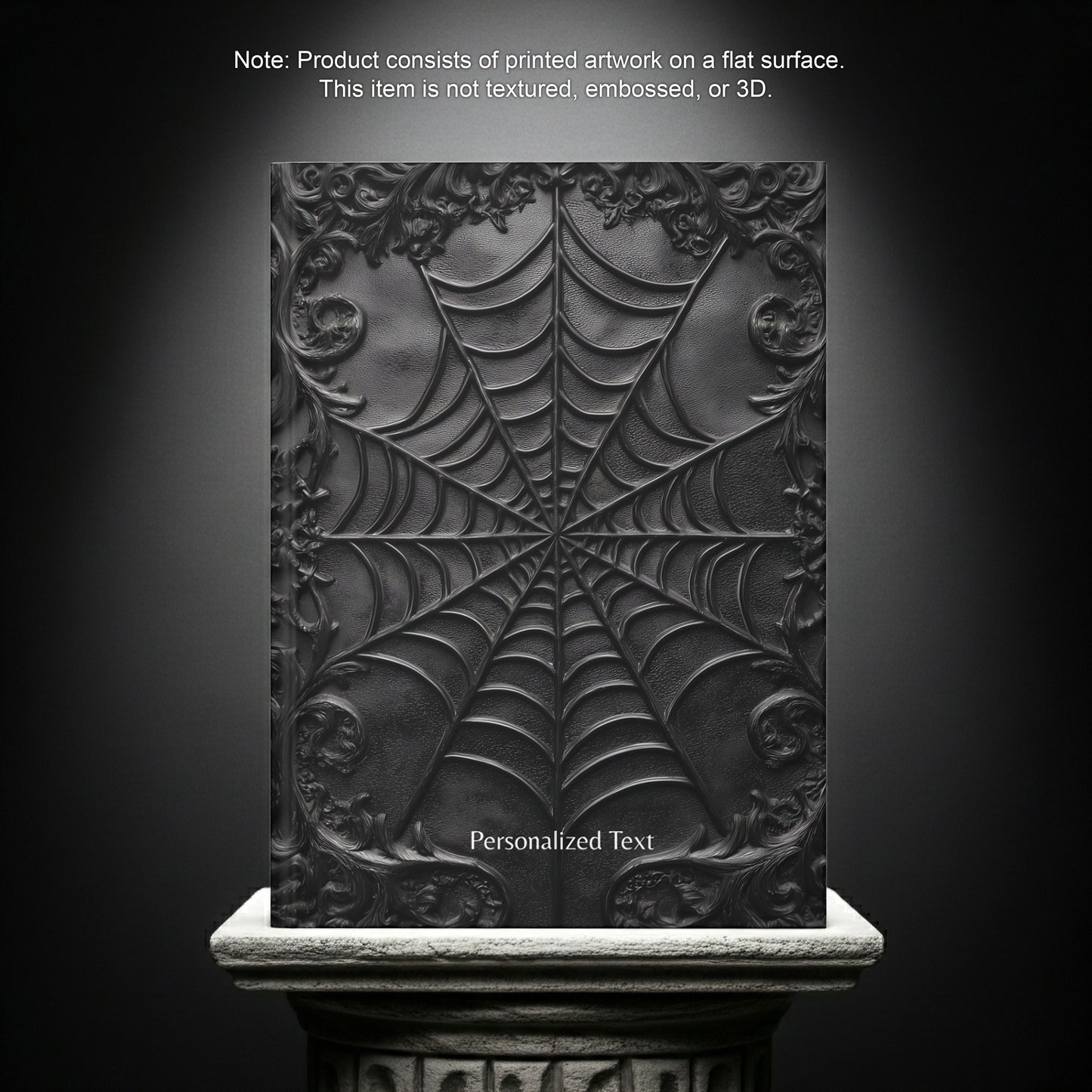 Gothic Spiderweb Journal – Dark Aesthetic Notebook with Ornate Black Web Design & Optional Personalized Text