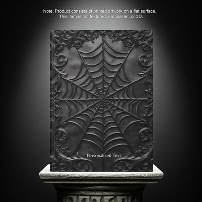 Gothic Spiderweb Journal – Dark Aesthetic Notebook with Ornate Black Web Design & Optional Personalized Text
