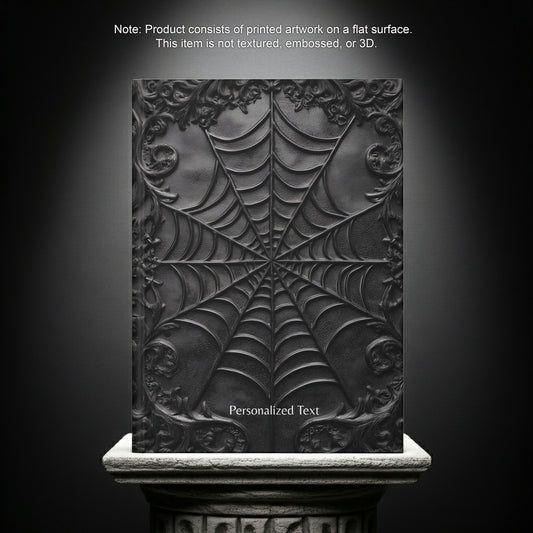 Gothic Spiderweb Journal – Dark Aesthetic Notebook with Ornate Black Web Design & Optional Personalized Text
