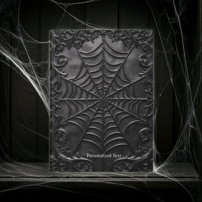 Gothic Spiderweb Journal – Dark Aesthetic Notebook with Ornate Black Web Design & Optional Personalized Text