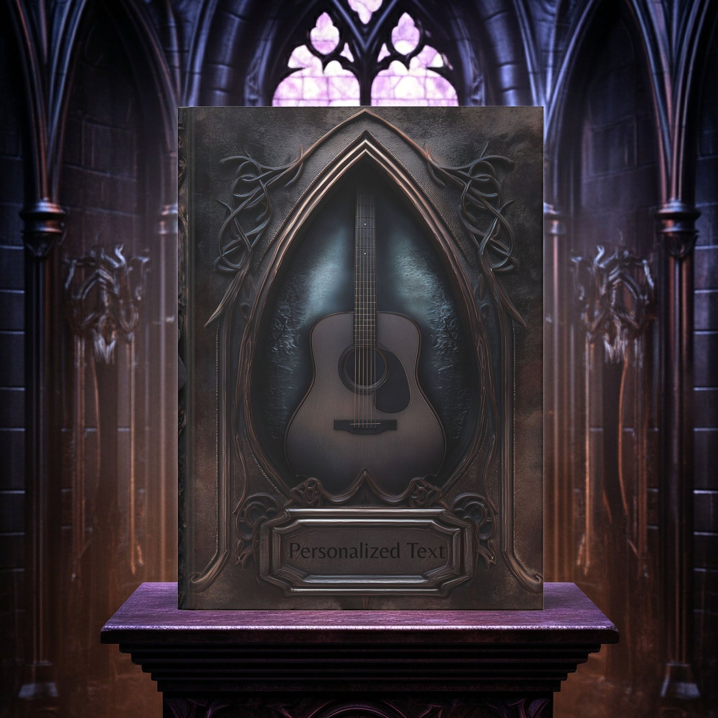 Gothic Guitar Journal – Dark Acoustic Guitar Notebook with Optional Personalized Text