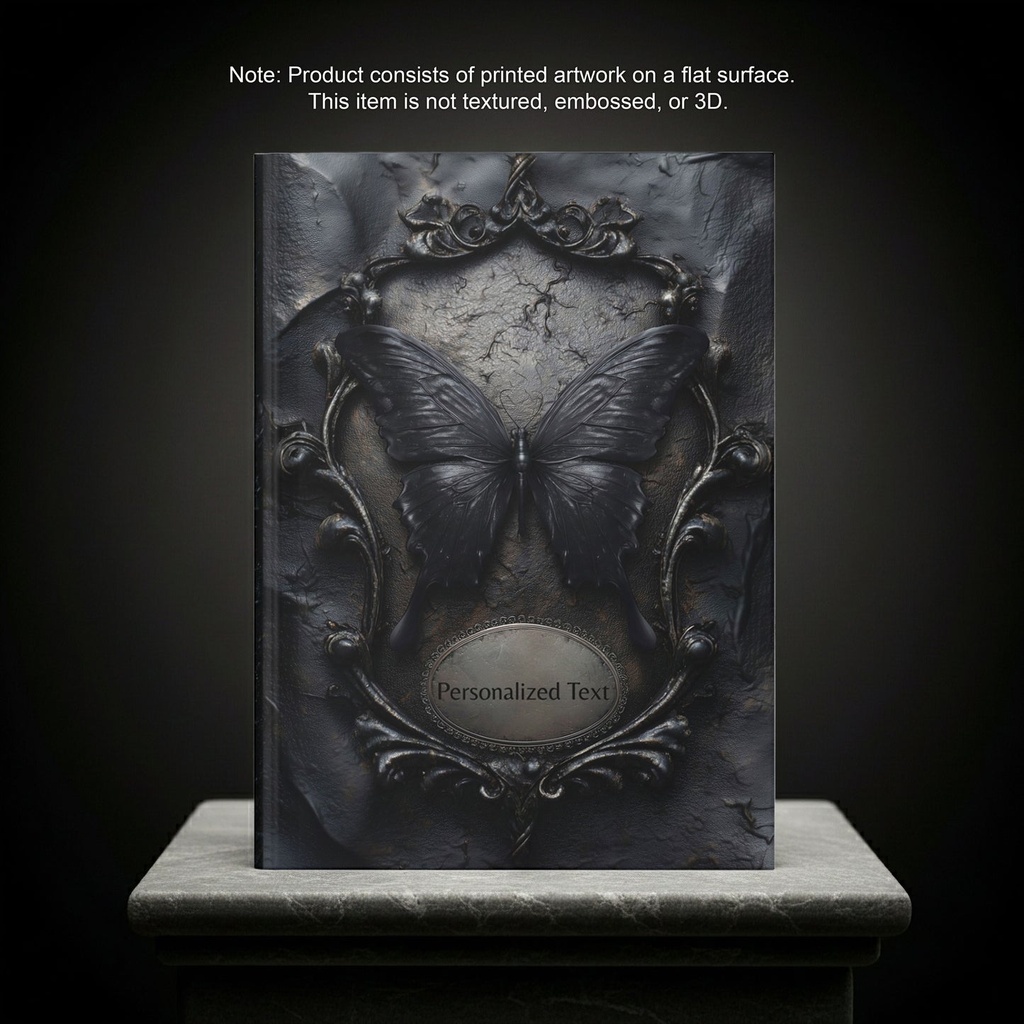 Gothic Black Butterfly Journal – Dark Fantasy Notebook with Optional Personalized Text