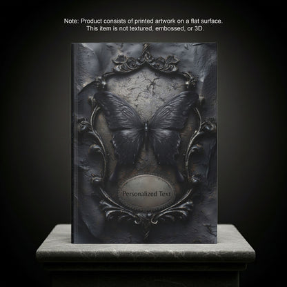 Gothic Black Butterfly Journal – Dark Fantasy Notebook with Optional Personalized Text