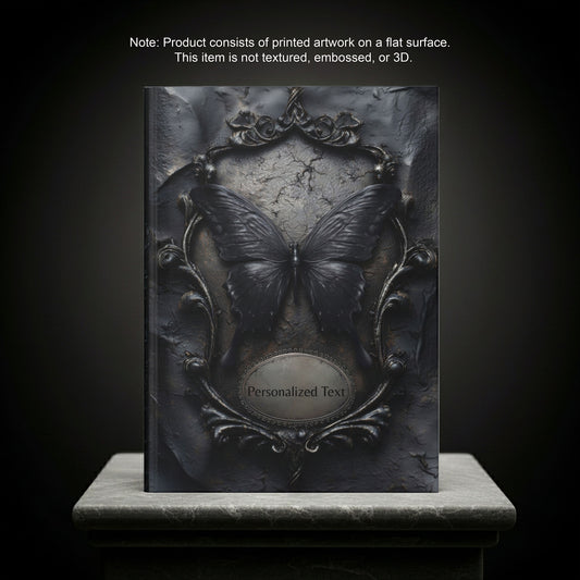 Gothic Black Butterfly Journal – Dark Fantasy Notebook with Optional Personalized Text
