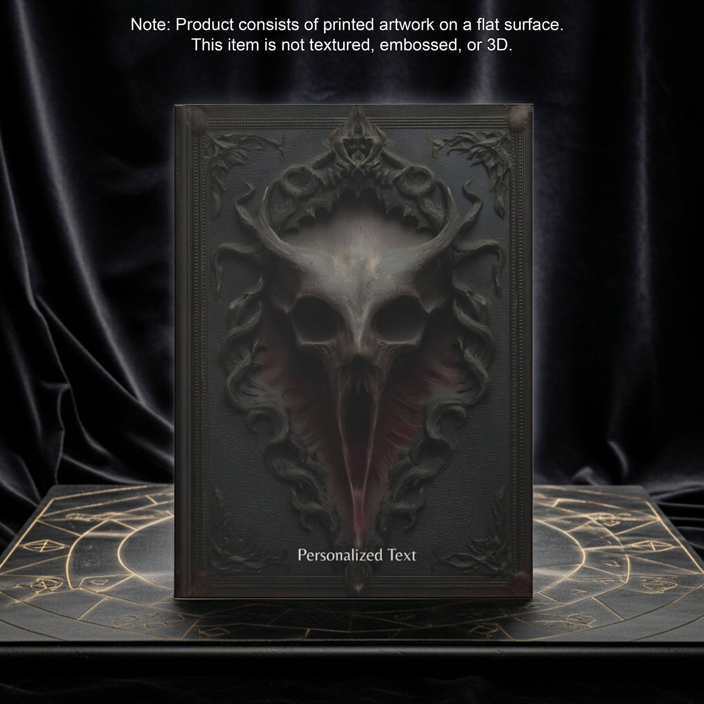 Gothic Horror Skull Journal – Dark Fantasy Demon Skull Notebook with Optional Personalized Text