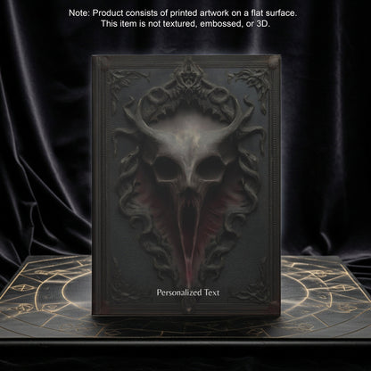 Gothic Horror Skull Journal – Dark Fantasy Demon Skull Notebook with Optional Personalized Text
