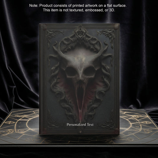 Gothic Horror Skull Journal – Dark Fantasy Demon Skull Notebook with Optional Personalized Text