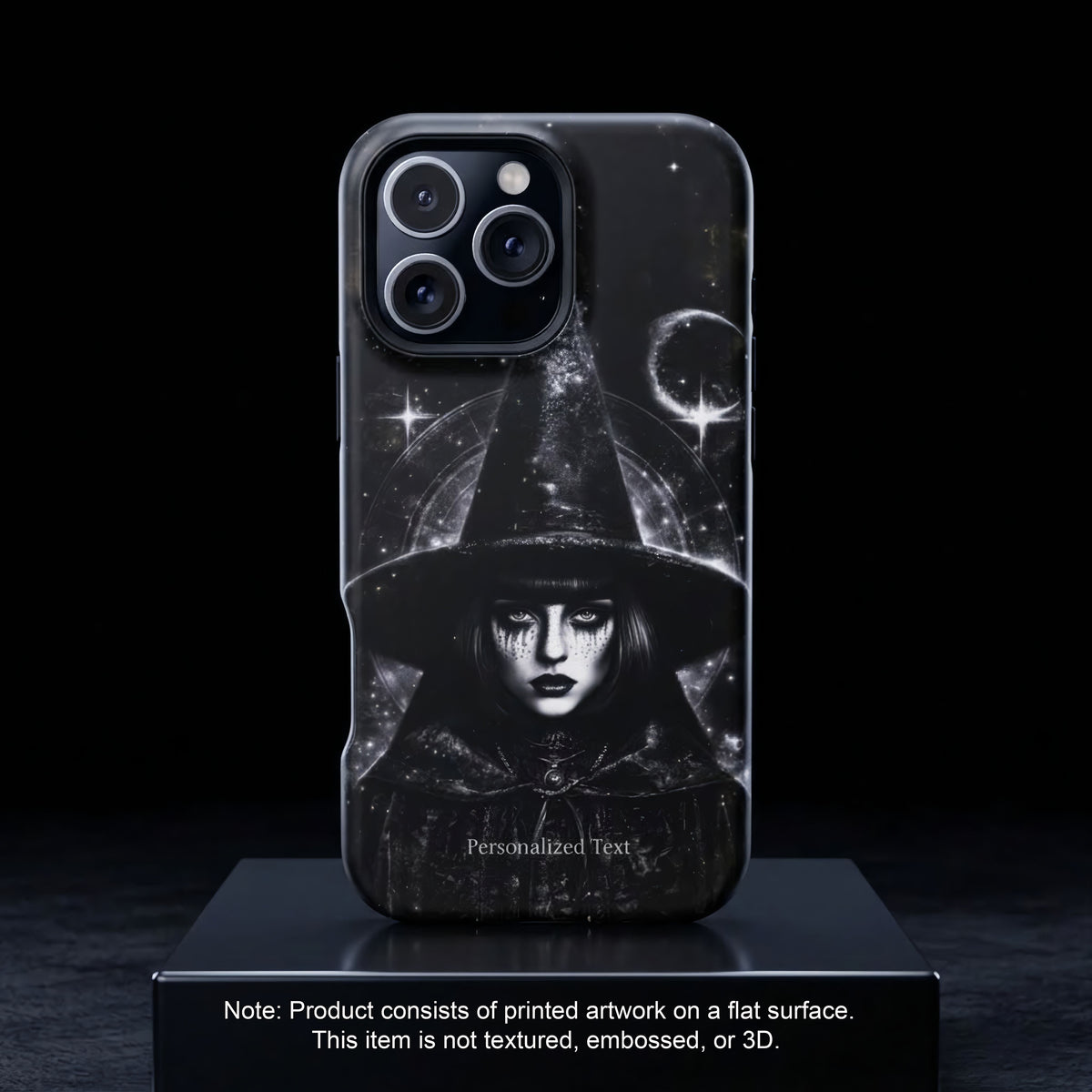 Personalized Gothic Witch Phone Case – Black and White Celestial Witch Art for iPhone, Samsung Galaxy & Google Pixel