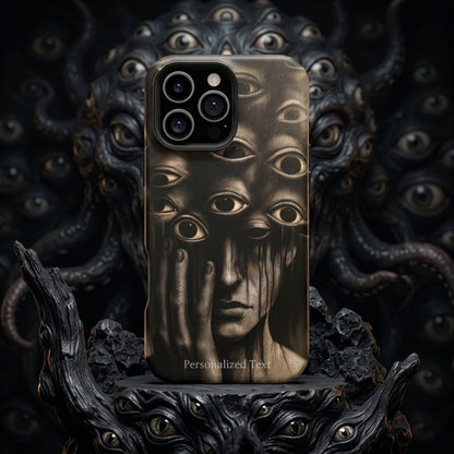 Personalized Surreal Eyes Phone Case, Dark Surrealism Horror Art, Creepy Multiple Eyes Gothic Face, Psychological Horror iPhone Samsung Pixel Case