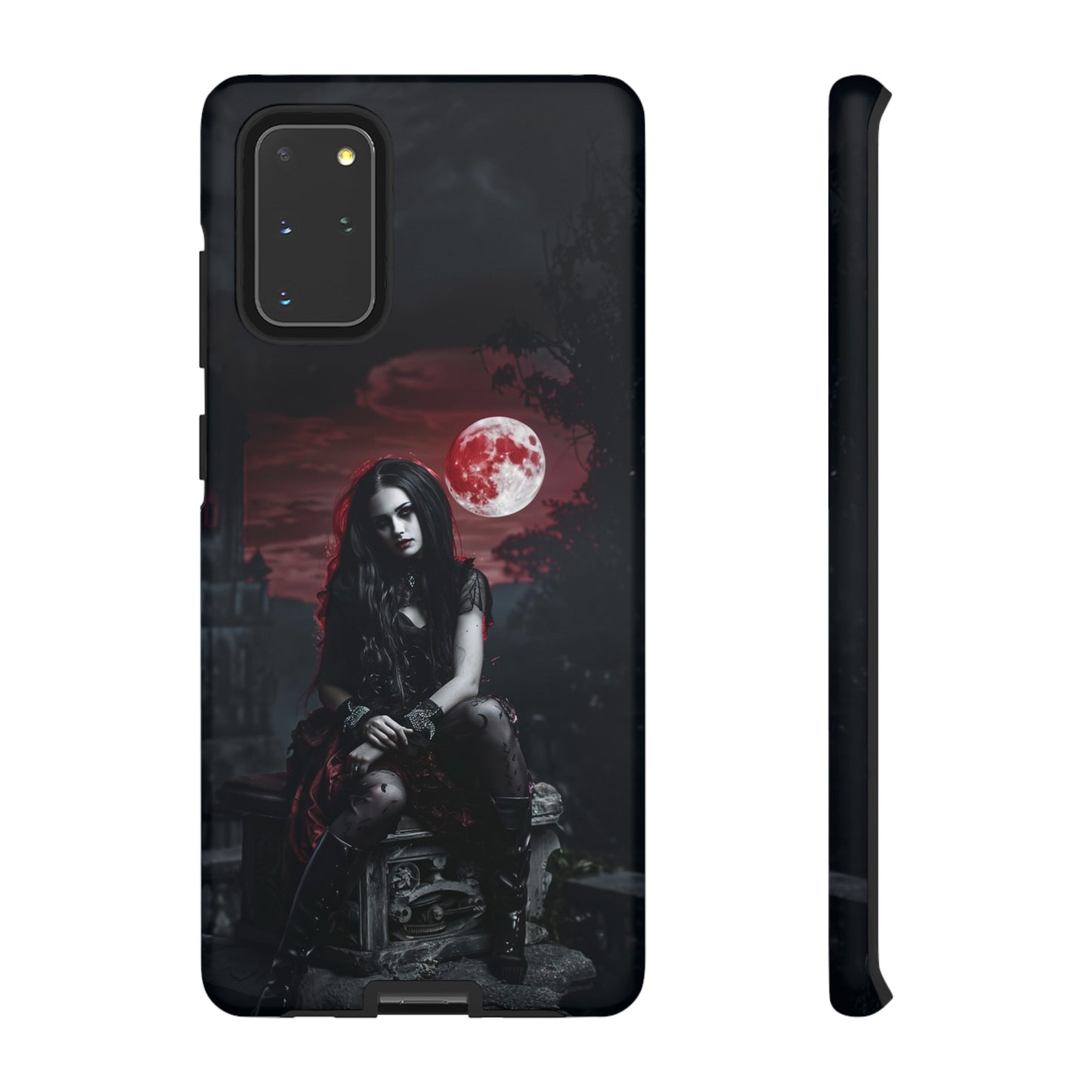 Gothic Vampire Girl Phone Case - Dark Fantasy Design with Blood Moon for iPhone,  Samsung Galaxy, and Google Pixel Devices