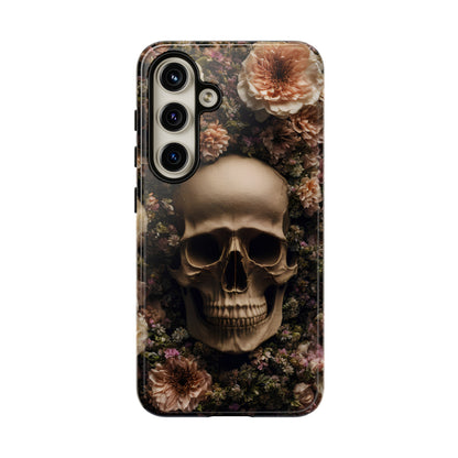 Skull and Flowers #2 Phone Case – Gothic Floral Design for iPhone, Samsung Galaxy, and Google Pixel Devices