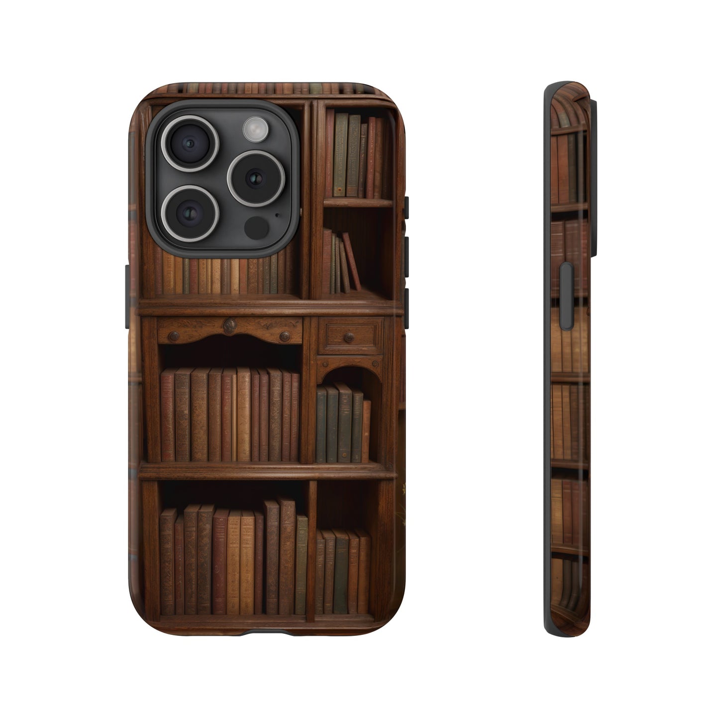 Book Shelf Phone Case – Vintage Library Design for iPhone, Samsung Galaxy, and Google Pixel Devices