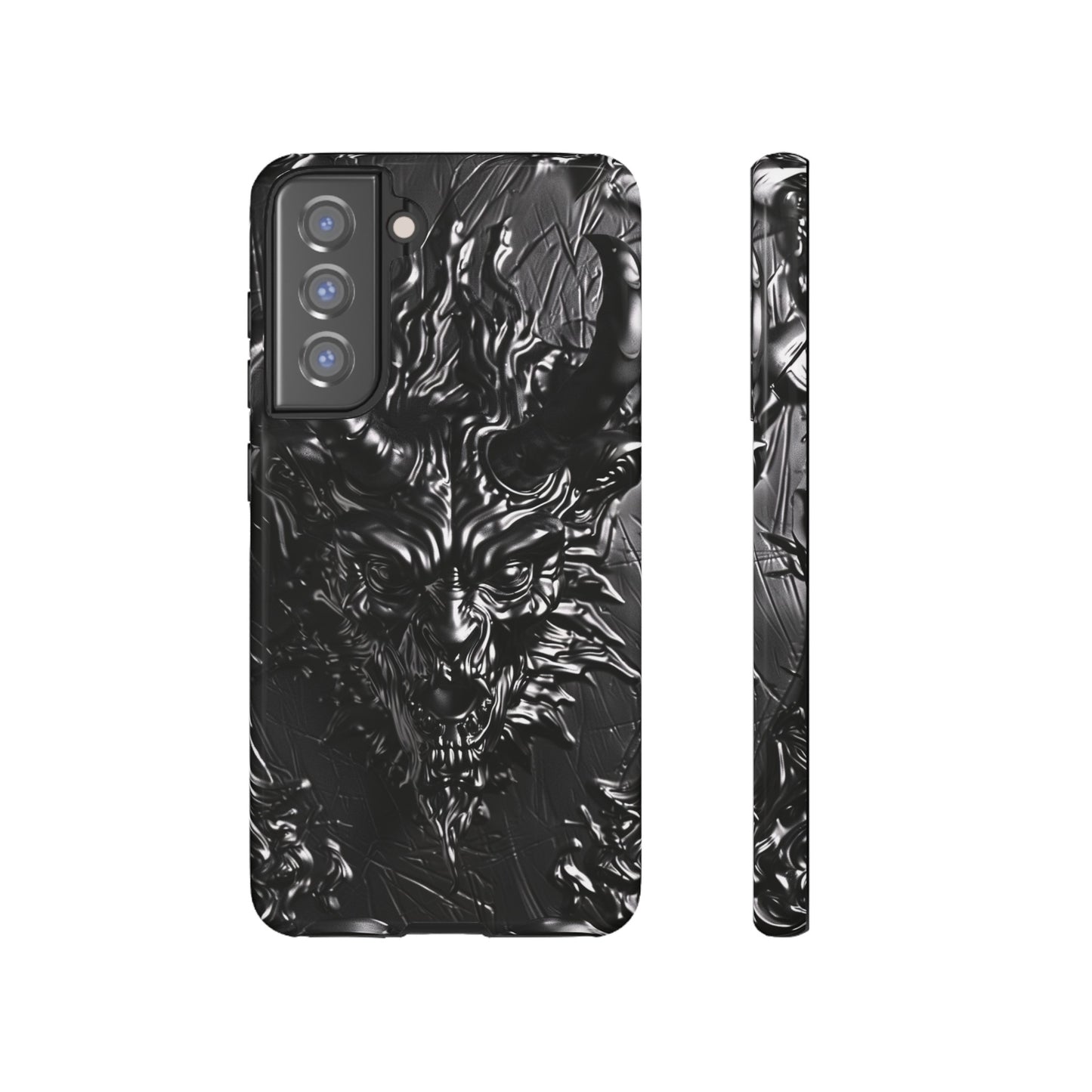 Silver Devil Phone Case – Gothic Demon Design for iPhone, Samsung Galaxy, and Google Pixel Devices