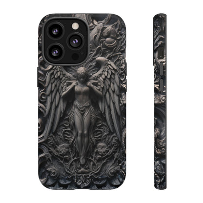 Grey Angel Phone Case – Gothic Marble Statue Design for iPhone, Samsung Galaxy, and Google Pixel Devices