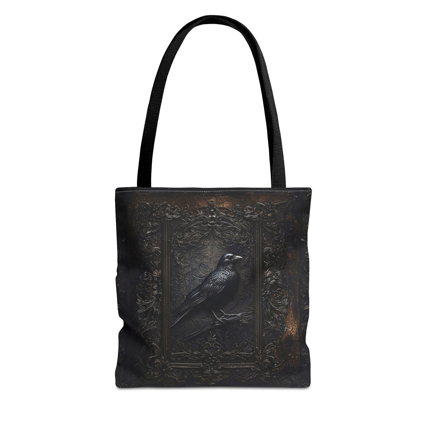 Vintage-Inspired Gothic Raven Tote Bag - Dark Aesthetic Carry-All