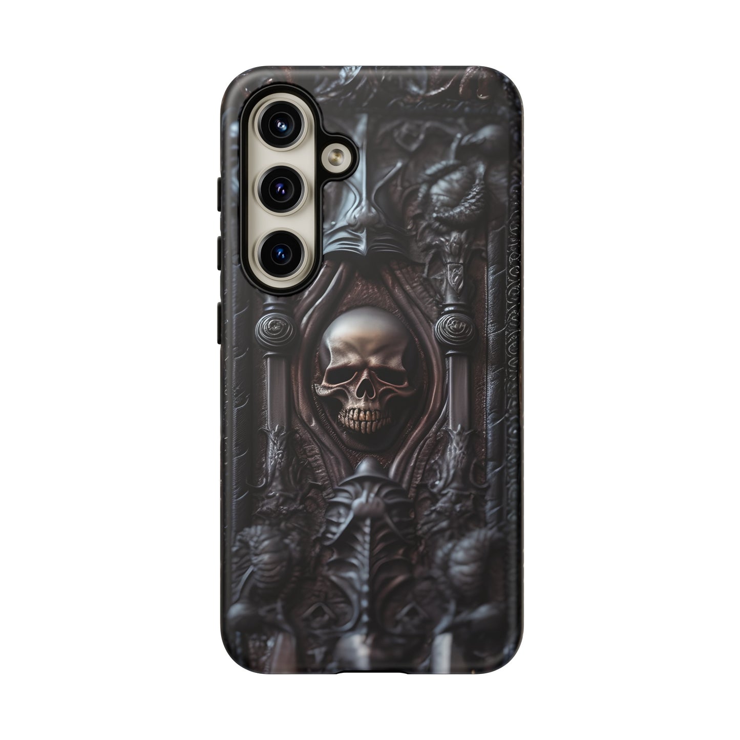 Dark Grimoire of Death Tough Phone Case – Gothic Skull Vampiric Design for iPhone, Samsung Galaxy, and Google Pixel Devices