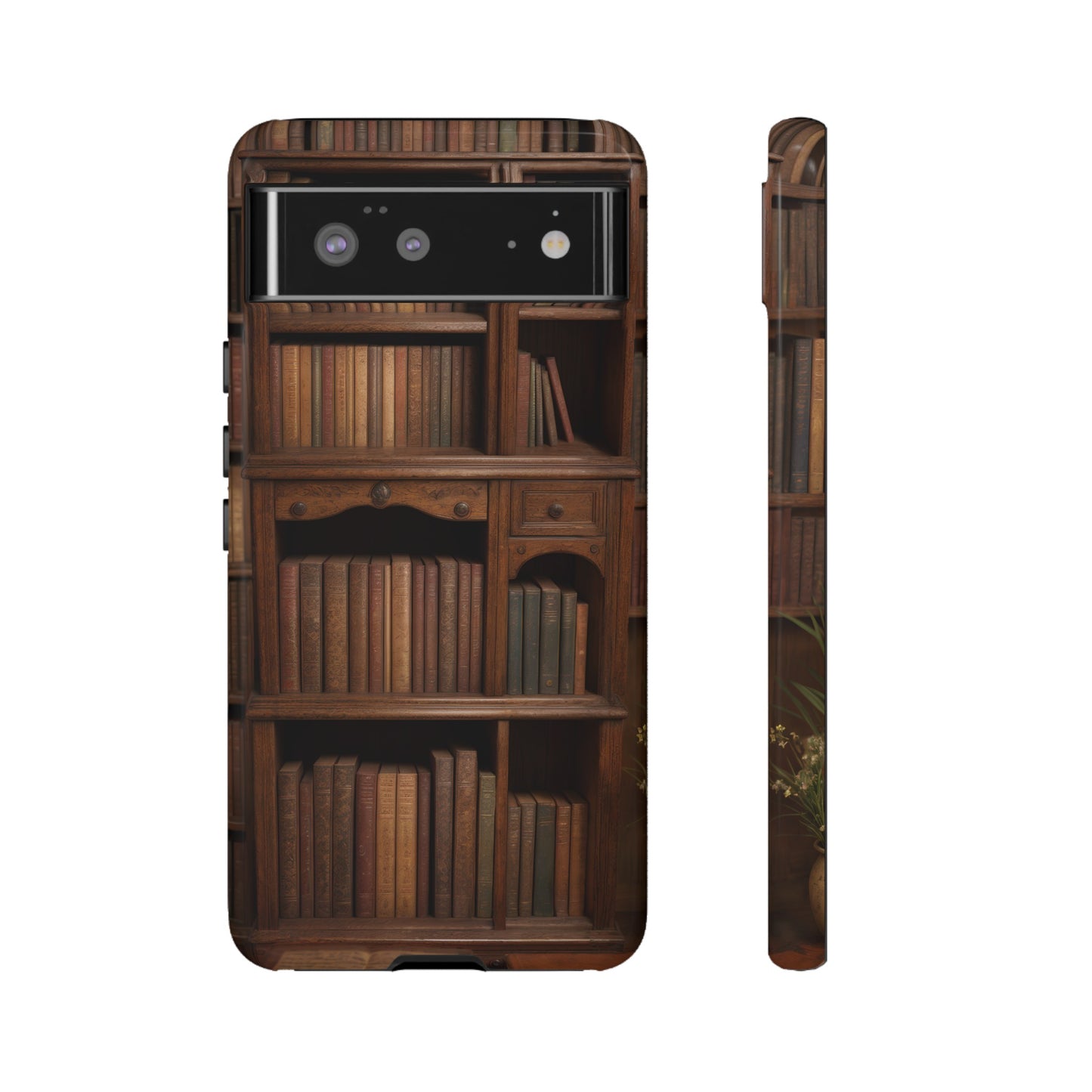 Book Shelf Phone Case – Vintage Library Design for iPhone, Samsung Galaxy, and Google Pixel Devices