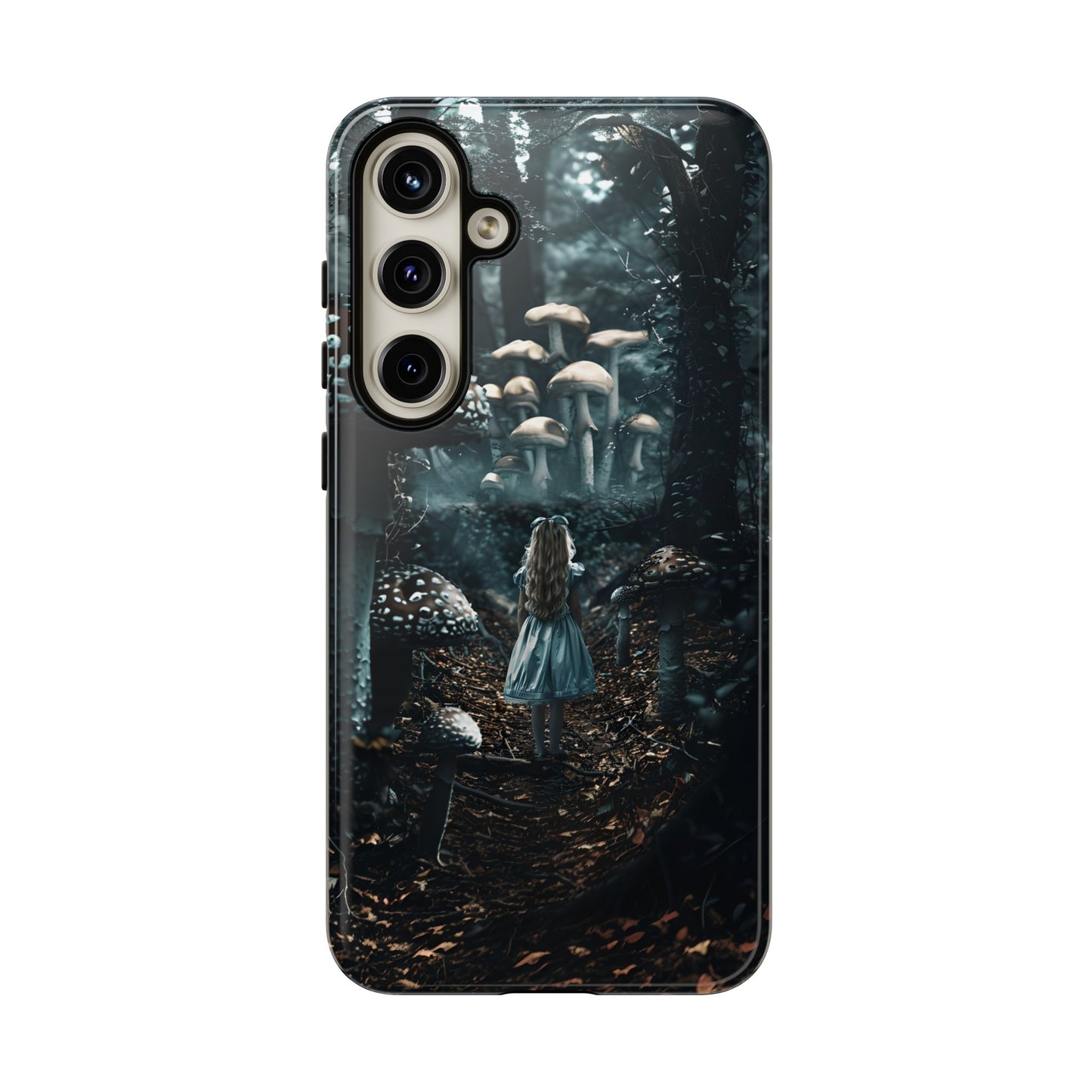 Alice in the Mushroom Forest Phone Case – Fantasy Wonderland Design for iPhone, Samsung Galaxy, and Google Pixel Devices