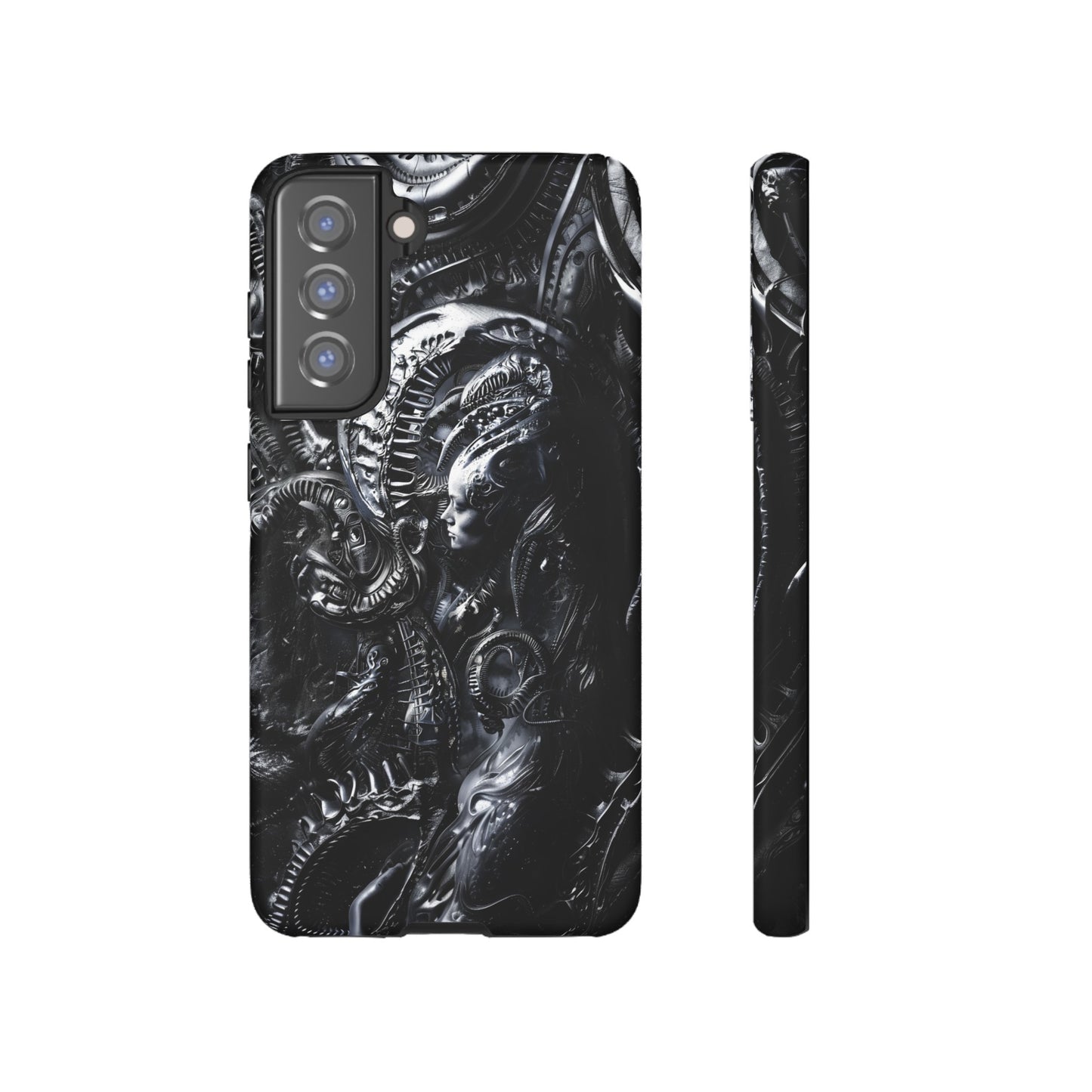 Biomechanical Transhumanism Phone Case – Alien Horror Design for iPhone and Samsung Galaxy Devices