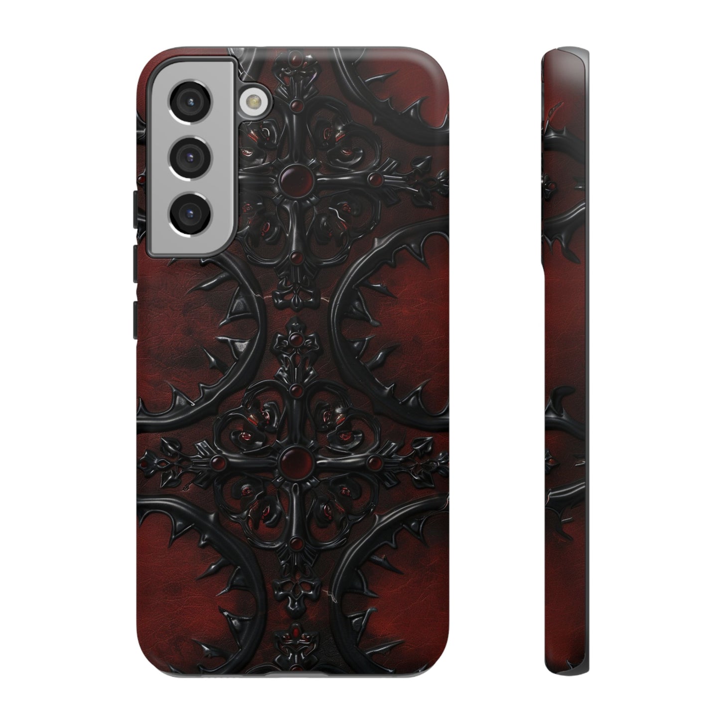 Vampiric Leather Phone Case for iPhone, Samsung Galaxy, and Google Pixel Devices - Gothic Ornate Design