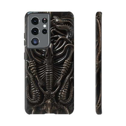 Biomechanical Nightmares Tough Phone Case – Alien Horror Design for iPhone and Samsung Galaxy Devices