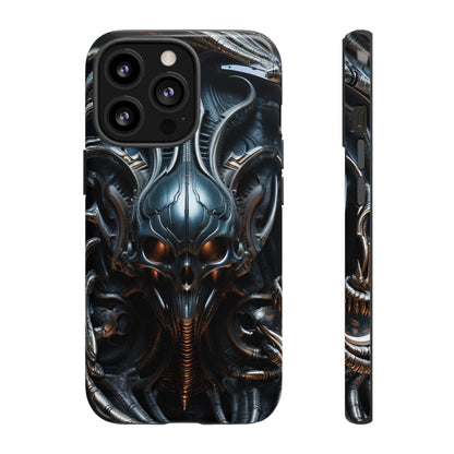 Metallic Alien Mask Phone Case – Futuristic Alien Horror Design for iPhone, Samsung Galaxy, and Google Pixel Devices