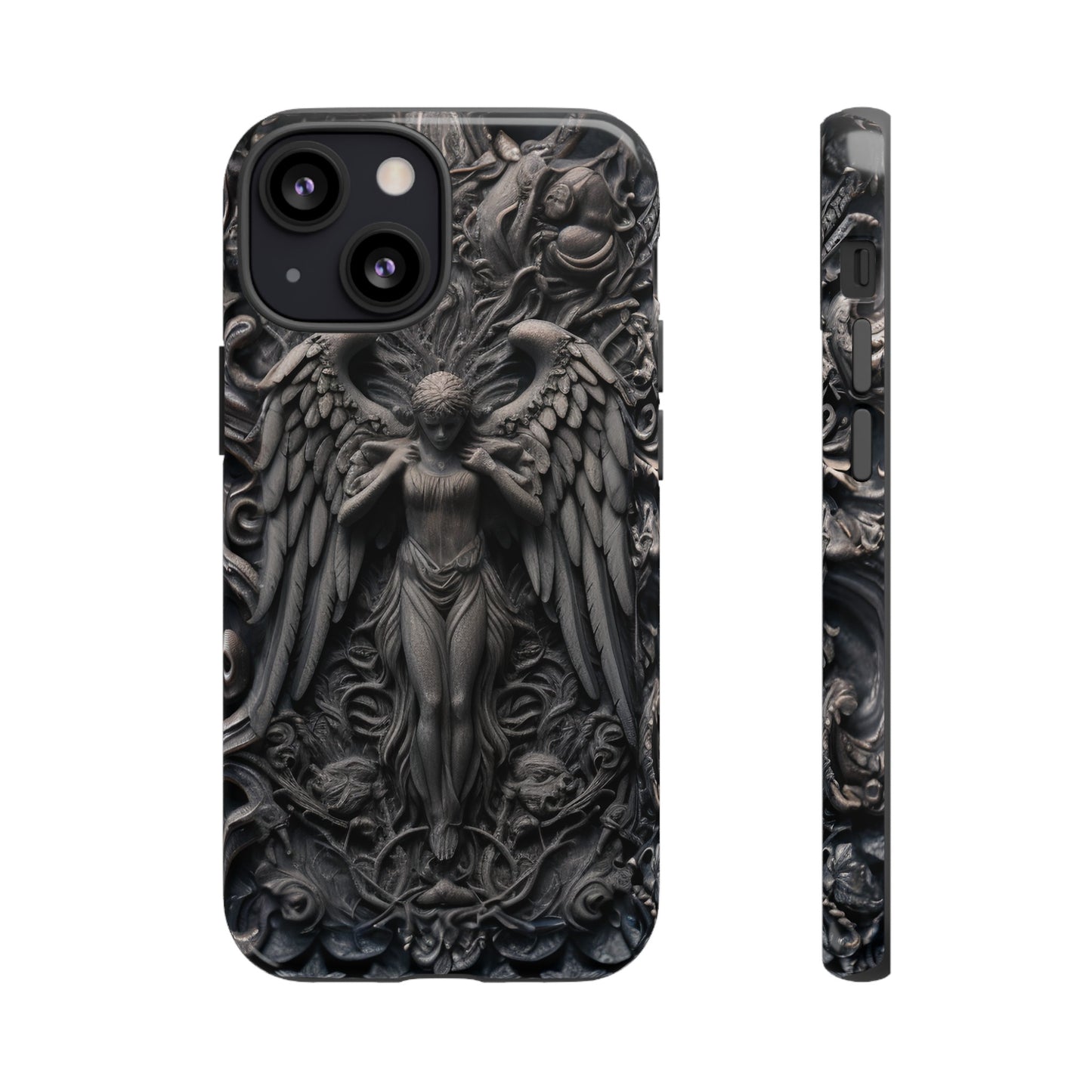 Grey Angel Phone Case – Gothic Marble Statue Design for iPhone, Samsung Galaxy, and Google Pixel Devices