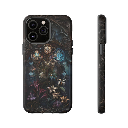 Elegant Gothic Flower Art Phone Case - Intricate Floral Design for iPhone, Samsung Galaxy, and Google Pixel Devices