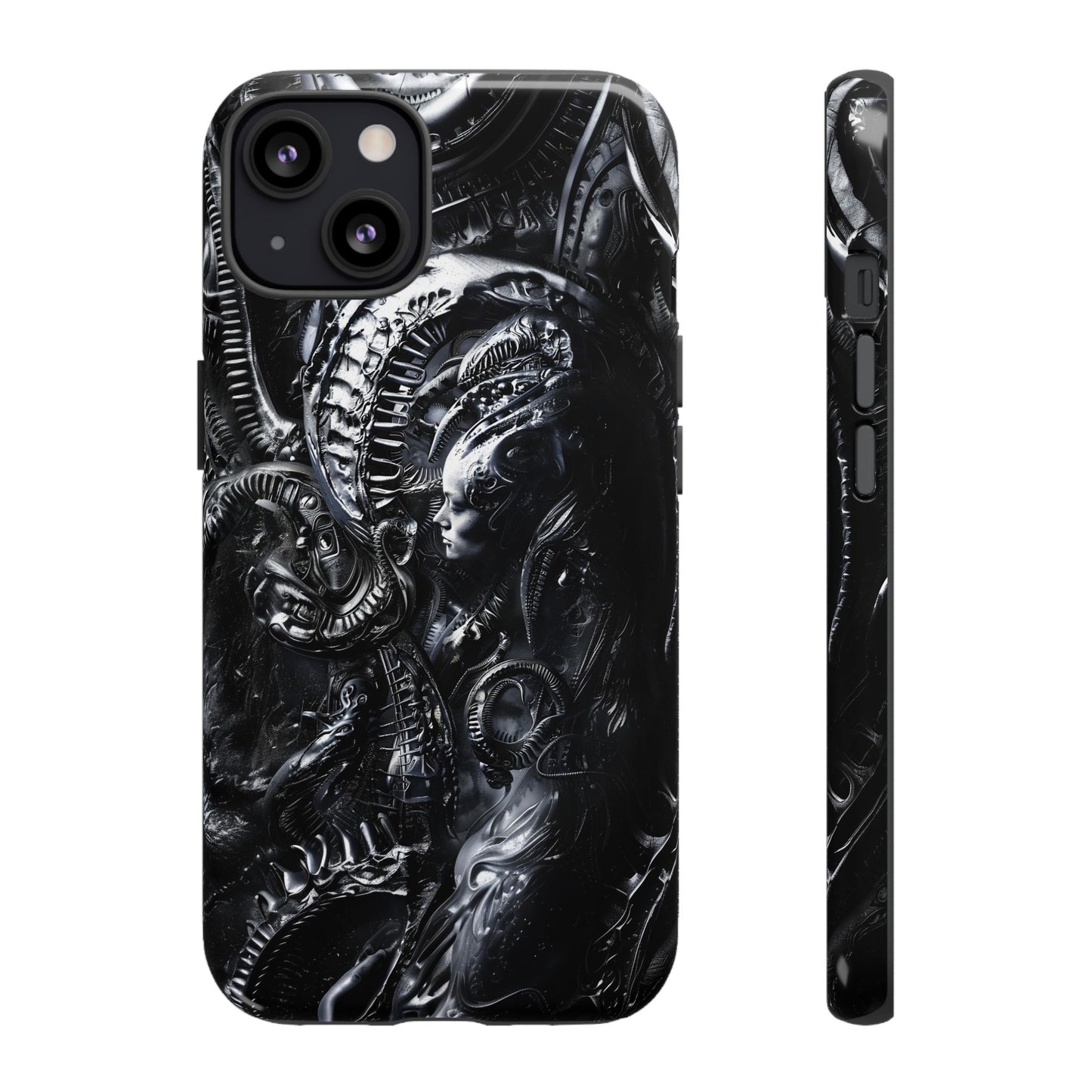 Biomechanical Transhumanism Phone Case – Alien Horror Design for iPhone and Samsung Galaxy Devices