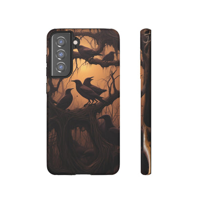 Ravens at Dusk Phone Case – Gothic Halloween Design with Edgar Allan Poe Inspired Crows for iPhone, Samsung Galaxy, and Google Pixel Devices