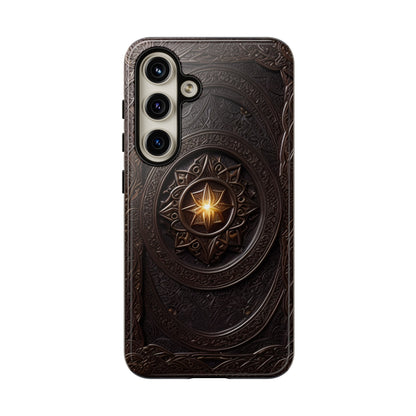 Intricate Leather Flower Tough Phone Case – Elegant Floral Design for iPhone, Samsung Galaxy, and Google Pixel Devices