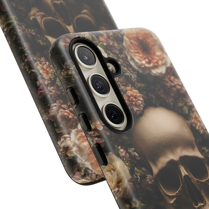 Skull and Flowers #2 Phone Case – Gothic Floral Design for iPhone, Samsung Galaxy, and Google Pixel Devices