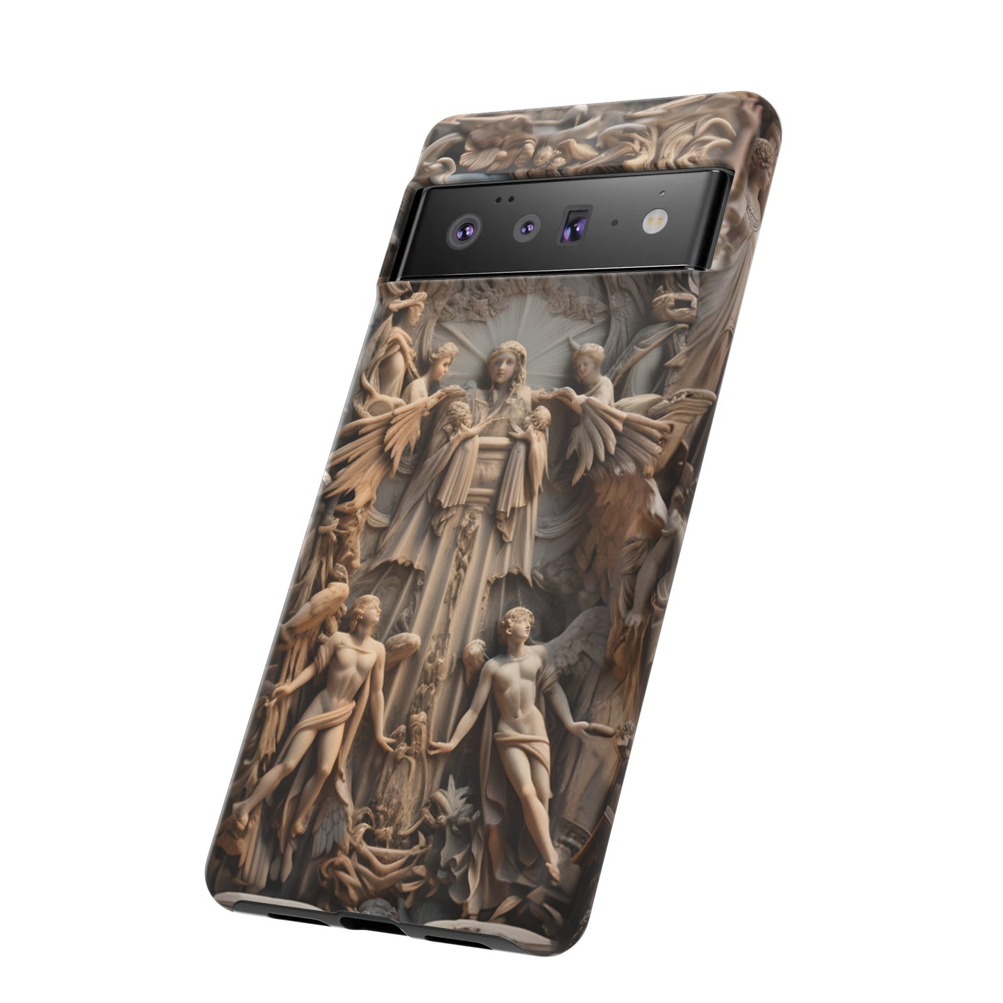 Angelic Statue Phone Case – Heavenly Gothic Marble Design for iPhone, Samsung Galaxy, and Google Pixel Devices