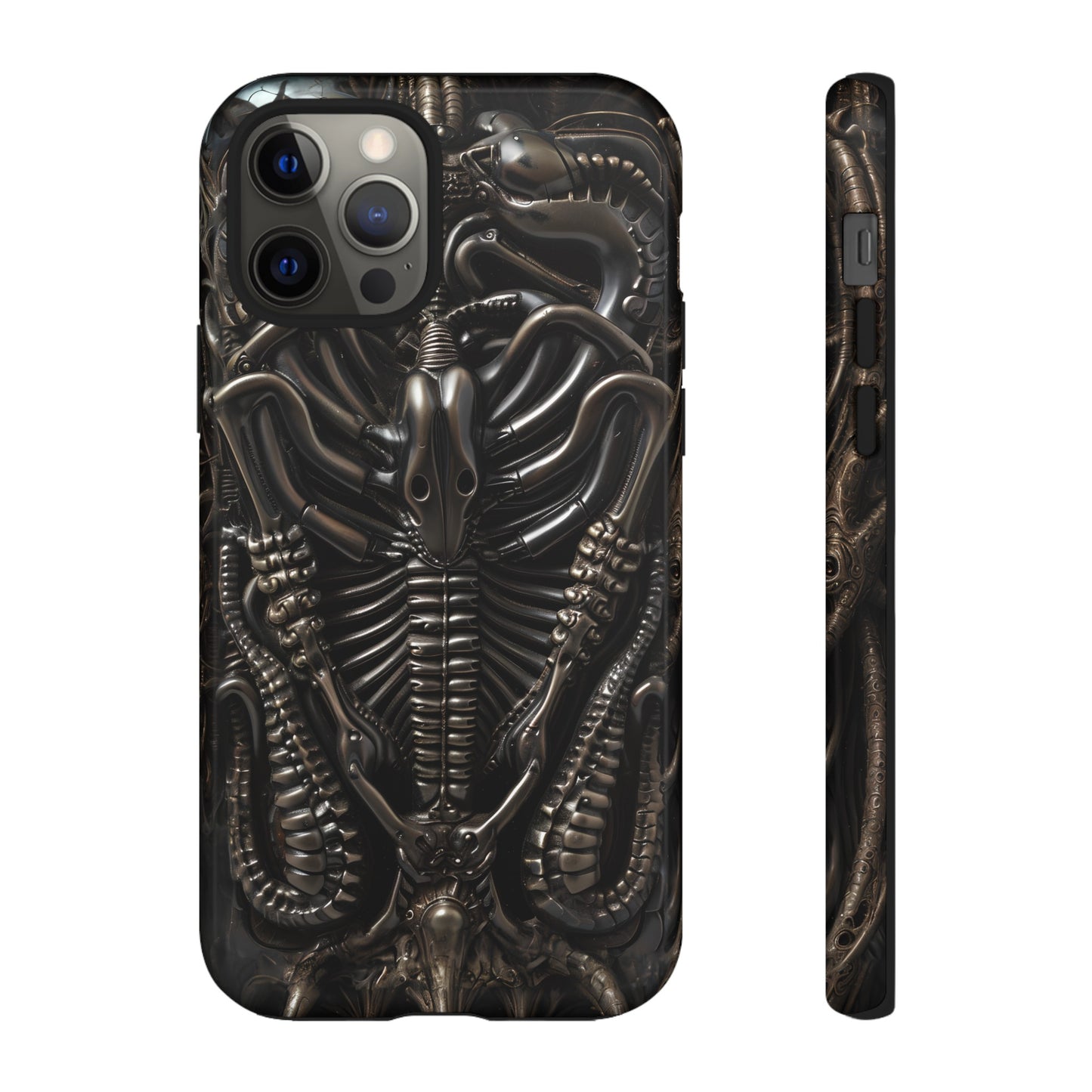 Biomechanical Nightmares Tough Phone Case – Alien Horror Design for iPhone and Samsung Galaxy Devices