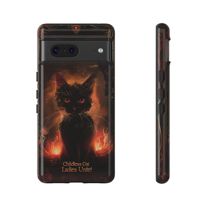 Childless Cat Ladies Unite Phone Case - Gothic Black Cat For iPhone, Samsung Galaxy, and Google Pixel Devices